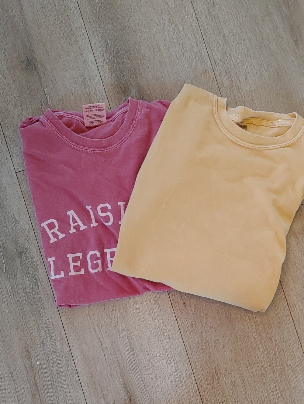 Men's Long Sleeve + Tee Comfort Colors Shirt - Mustard And Red l Bundle